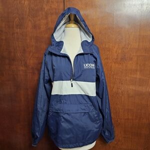UCONN Blue and White Hooded Windbreaker Jacket with School Of Engineering